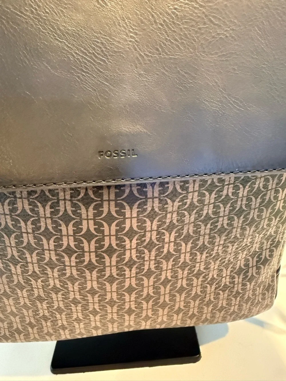 Fossil Brown Logo-Print Backpack with Dark Brown Flap
